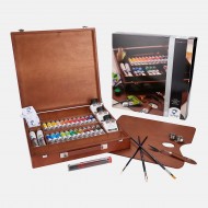 Van Gogh Oil Color Paint, 24x20ml Tubes + 2x60ml Tubes + Accessories, Wooden Box Expert Set