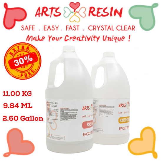 Offer extra 30% ( 9.840 ml )Arts Resin Kit 2 gallon / offer 30% more than the original quantity / 9.840 ml/ 11.00 kg