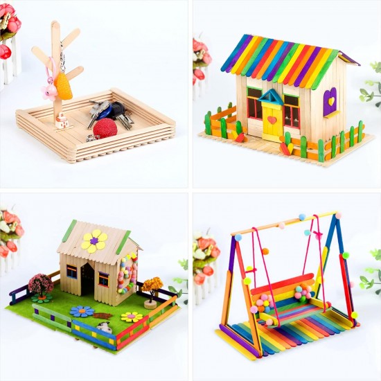 اعواد خشب ملون 1.5*15 سم ايس كريم  100 قطعة