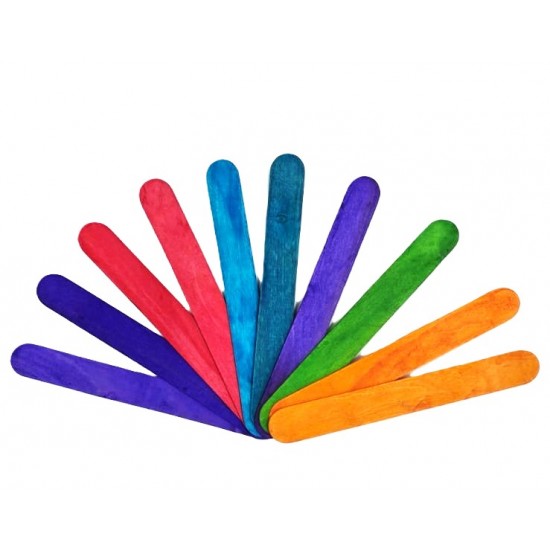 اعواد خشب ملون عريض 2.5*20 سم ايس كريم  10 قطعة
