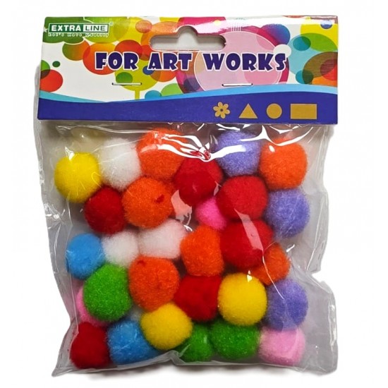 Medium Colorful pom-pom cotton balls, 2.5 cm
