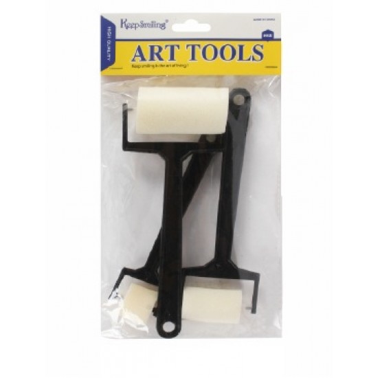 3-piece black handle sponge roller brush set