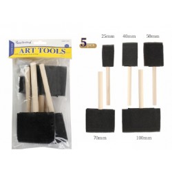 Black sponge brush, 5 pieces, wooden handle