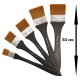 Professional straight brush for applying gesso, long wooden stick, dense bristles