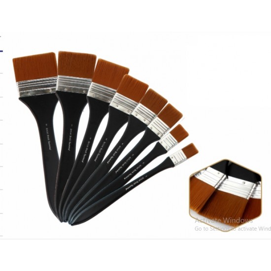 Professional straight brush for applying gesso, long wooden stick, dense bristles