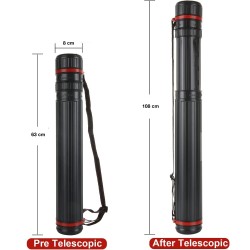 أنبوب لحفظ الوسائل والرسومات والخرائط والوثائق بلاستيكي، مقاوم للماء قابل للتعديل قطر8 سم * ارتفاع 108 سم (أسود)