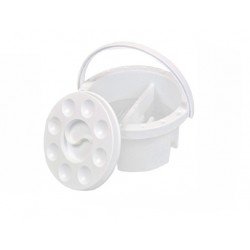 Wide, round, divided brush washing bowl with pad