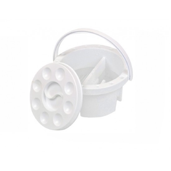 Wide, round, divided brush washing bowl with pad