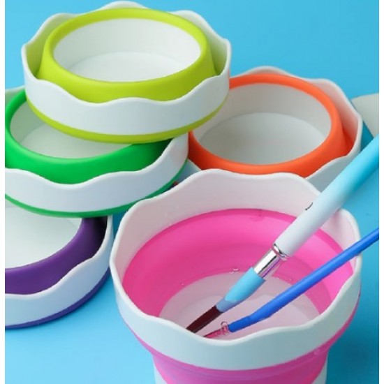 Foldable silicone brush washing cup, 8*9.5 cm
