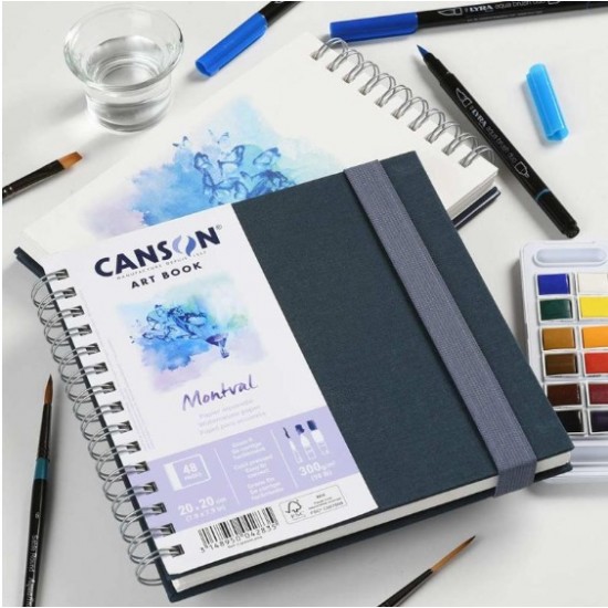 دفتر  رسم 18.4*21 -A5 ارت بوك كفر سميك مونتفال مائي  كولد  سلك جانبي 300 غم 48 صفحة