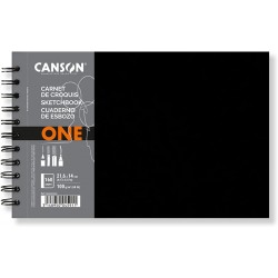 Canson A5-21.6x14cm, One Art Book, Drawing Notebook, Fine Grain, 100gsm, Spiral Notebook, Hardcover, White, 160 pages