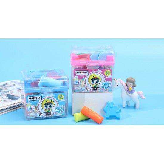 16-color Duckey Play Dough modeling clay + tools: small rectangular bucket