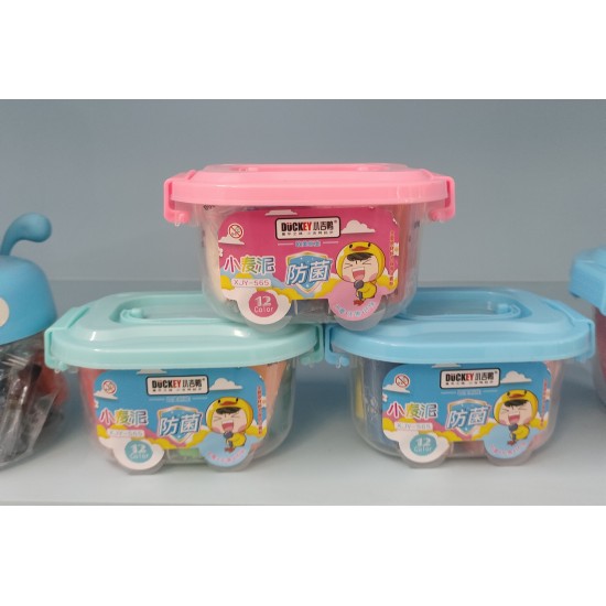 12-color Duckey Play Dough modeling clay + tools: small oval bucket with a colored lid