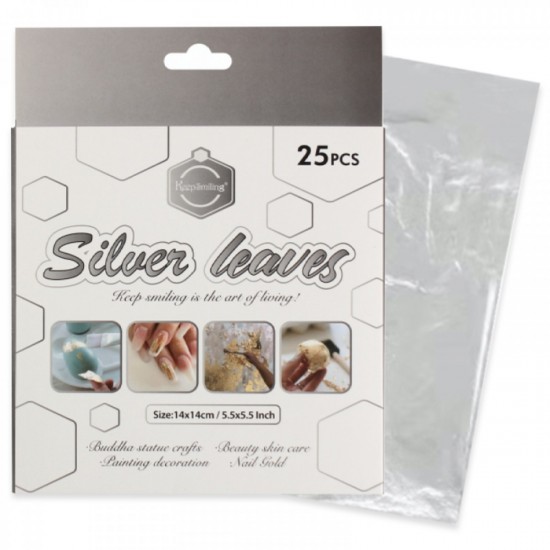 Silver leaf, 25 sheets, size 14*14 for Antiquing ,Arts, Crafts, Decoration,Resin