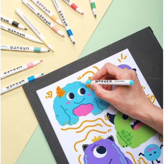 Acrylic markers,24 colors, quick-drying, with a rubber grip, suitable for all surfaces. 