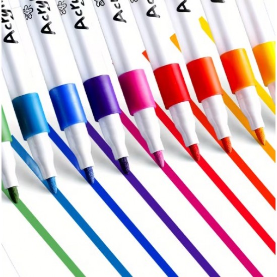 Acrylic markers,24 colors, quick-drying, with a rubber grip, suitable for all surfaces. 