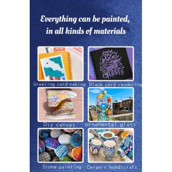 Acrylic markers,12 colors, quick-drying, with a rubber grip, suitable for all surfaces.