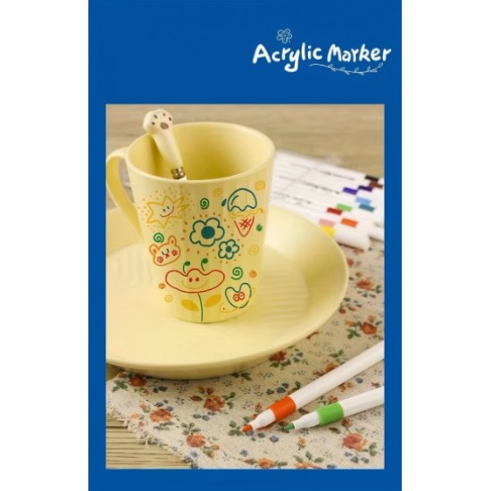 Acrylic markers,12 colors, quick-drying, with a rubber grip, suitable for all surfaces.