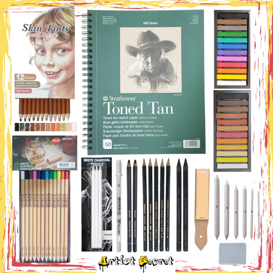 Package GR-28 Make It Realistic Tond Tan Portrait And Sketching Kit 70 Pieces