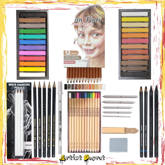 Package GR-28 Make It Realistic Tond Tan Portrait And Sketching Kit 70 Pieces