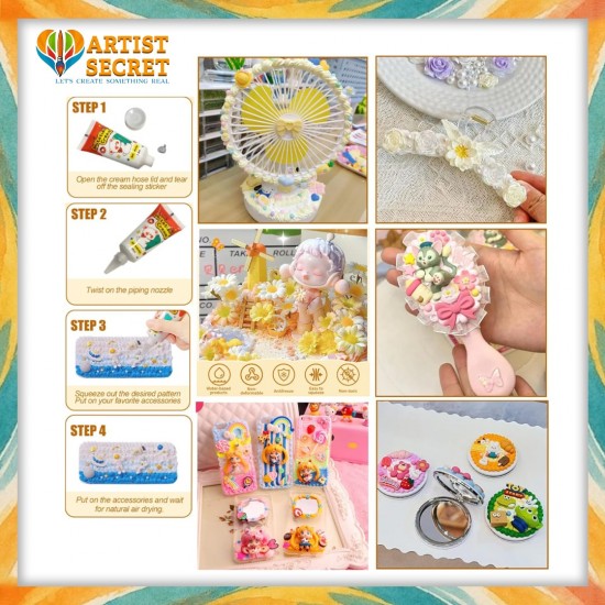 Set of 260 pieces, 16 Colors, 3D Cream Decoden
