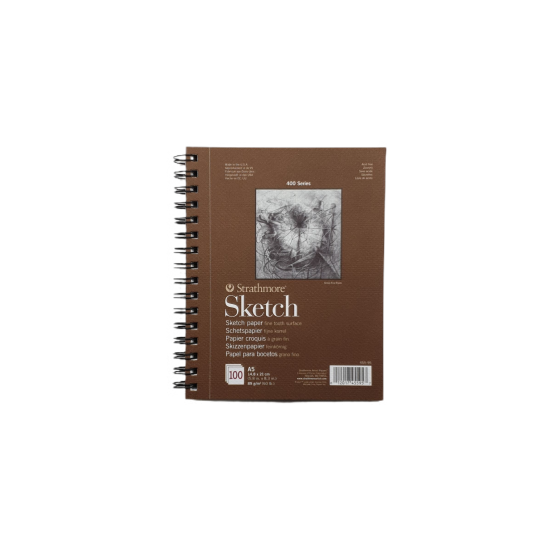 كراسة رسم A5 ستراثمور سكتش 14,8X21 سم 89 جرام سلك جابني 100 ورقة لون ابيض طبيعي (5.8*8.3 انش )
