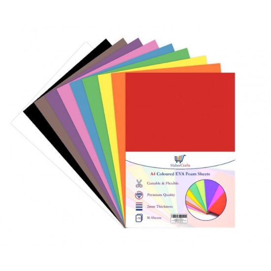 EVA Foam Rubber A4 + A3 10 MIX Color thickness 2MM for crafts