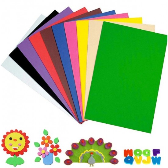 EVA Foam Rubber A4 + A3 with Sticker 10 MIX Color thickness 2MM for crafts