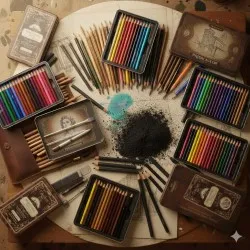 Coloured Pencils & Charcoal