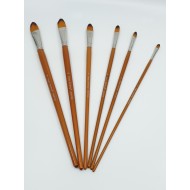 طقم ٧ فرش دائري لالوان المائية والاكريليك مسكة خشب ممتاز.