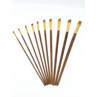 طقم 10 فرش مشطوفة  لالوان الاكريليك وزيت ومائي شعر ناعم مسكة خشب طويل ممتاز