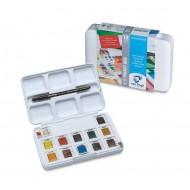 طقم مجموعة فان جوخ  ألوان مائية 12 لون حجرية مع بلتة مدمجة جيبية