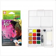 طقم ألوان مائية 12 لون جيبية كرييتف مع فرشة وبلتة مدمجة كوى من ساكورا اليابانية