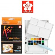 طقم ألوان مائية 18 لون جيبية مع فرشة وبلتة مدمجة كوى من ساكورا اليابانية