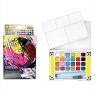 طقم ألوان مائية 24 لون جيبية كرييتف مع فرشة وبلتة مدمجة كوى من ساكورا اليابانية