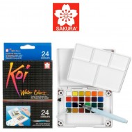 طقم ألوان مائية 24 لون جيبية مع فرشة وبلتة مدمجة كوى من ساكورا اليابانية