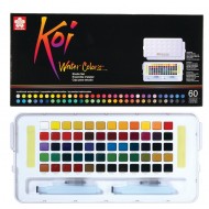 طقم ألوان مائية 60 لون مع 2 فرشة وبلتة مدمجة كوى من ساكورا اليابانية