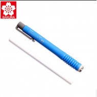 محاية قلم كبس اسطوانية + غيار اضافي للمسح الدقيق اسود من ساكورا اليابانية