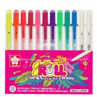 طقم أقلام 10 لون + 2 أبيض ضوء القمر مون لايت جيلي رول انك رأس كروي 0.10 من ساكورا اليابانية