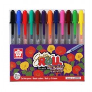 طقم أقلام 12 لون أساسي لماع جيلي رول انك رأس كروي 0.6 من ساكورا اليابانية