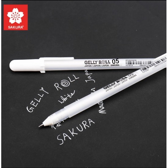 طقم 2 قلم أبيض جيلي رول انك رأس كروي 0.5 من ساكورا اليابانية