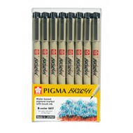 طقم 8 لون بيجما برش رأس فرشاه قابل للانثناء للرسم والخطوط العريضة من ساكورا اليابانية