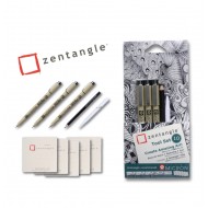 طقم رقم 10 زينتنجل للأبتكار 3 تدرجات بيجما ميكرون 0.1+0.3+0.5 + رصاص أسود + قلم دمج + 5 ورقات بيج من ساكورا اليابانية