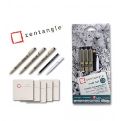 طقم رقم 10 زينتنجل للأبتكار 3 تدرجات بيجما ميكرون 0.1+0.3+0.5 + رصاص أسود + قلم دمج + 5 ورقات بيج من ساكورا اليابانية