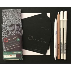 طقم رقم 9 زينتنجل للأبتكار 2 قلم أبيض جيلي رول انك رأس كروي 0.8 + رصاص ابيض + قلم دمج + 5 ورقات اسود من ساكورا اليابانية