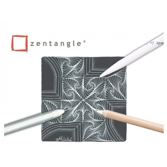طقم رقم 9 زينتنجل للأبتكار 2 قلم أبيض جيلي رول انك رأس كروي 0.8 + رصاص ابيض + قلم دمج + 5 ورقات اسود من ساكورا اليابانية