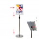 Aluminum floor-standing display stand for posters and advertisements, available in A4 and A3 sizes, in black, silver, and gold.