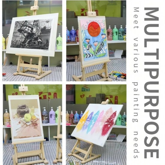 95cm Adjustable and Foldable Table Stand, Beech Wood Panel Holder Easel