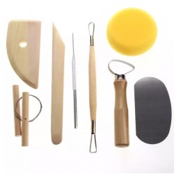 Ceramic Shaping Tool Kit / 7 Pieces With Yellow Nylon Sponge