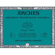 ARCHES WATERCOLOR 640 GSM COLD PRESSED BLOCKS GLUED 4 SIDES 10 SHEETS 100% COTTON PAPER